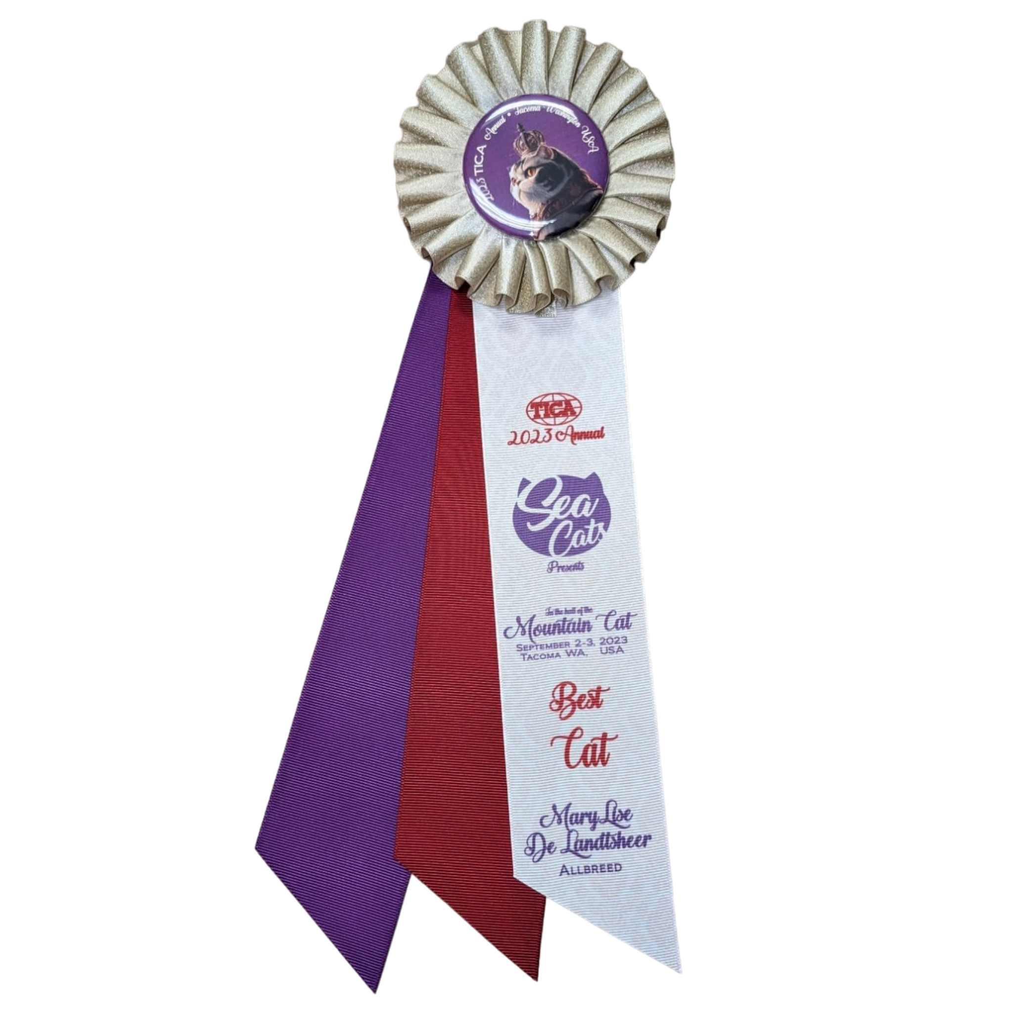 Rosette Tasker Custom Bespoke Luxury Rosette (small) - Center Streamer Printed in Ful ...